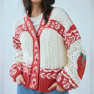 NWOT Urban Outfitters Kimchi Blue Libby Oversized Fairisle Knit Cardigan Size XS